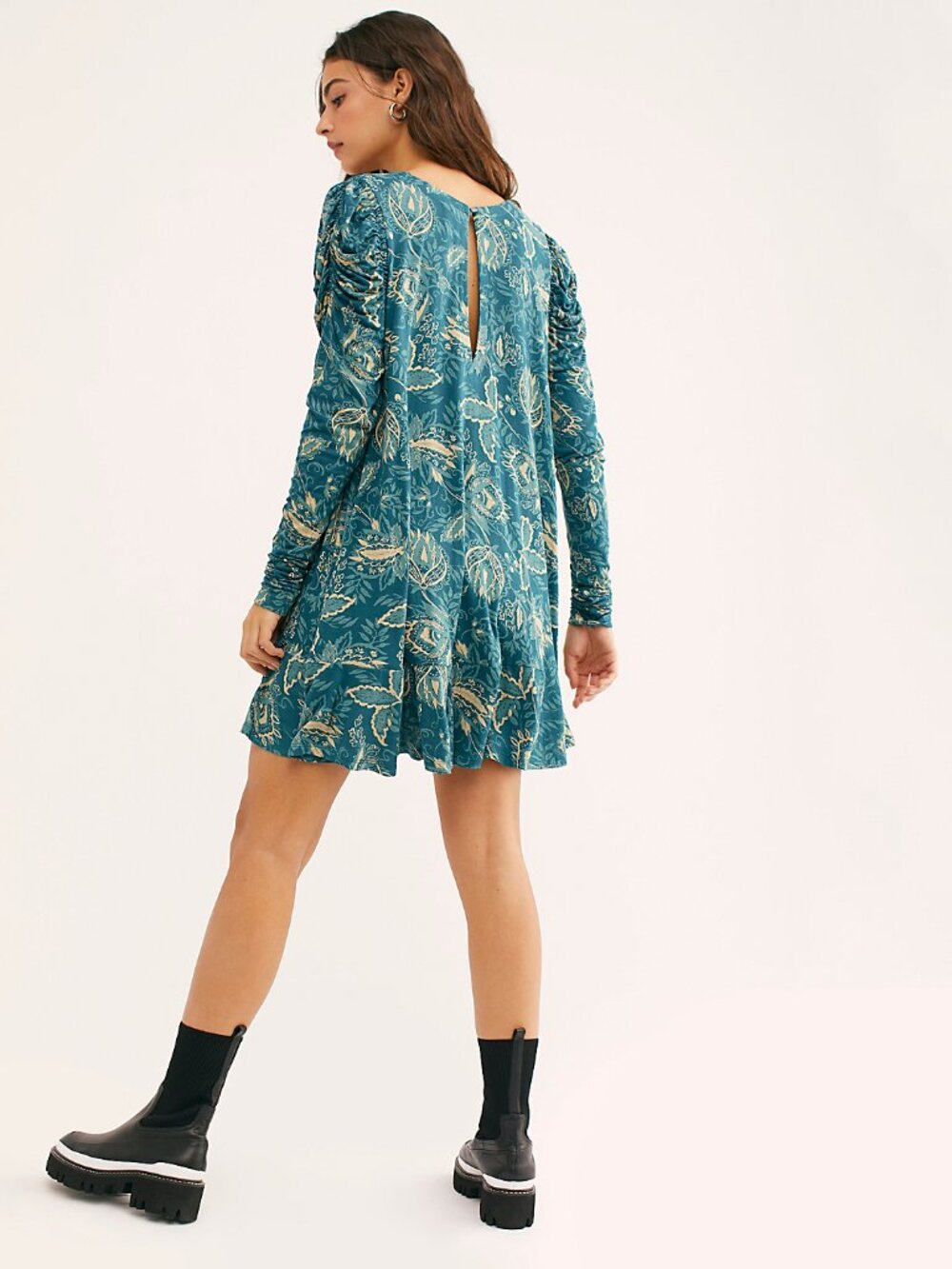Free People Hello Lover Tunic in Dusty Indigo Combo - sz L - Picture 2 of 12